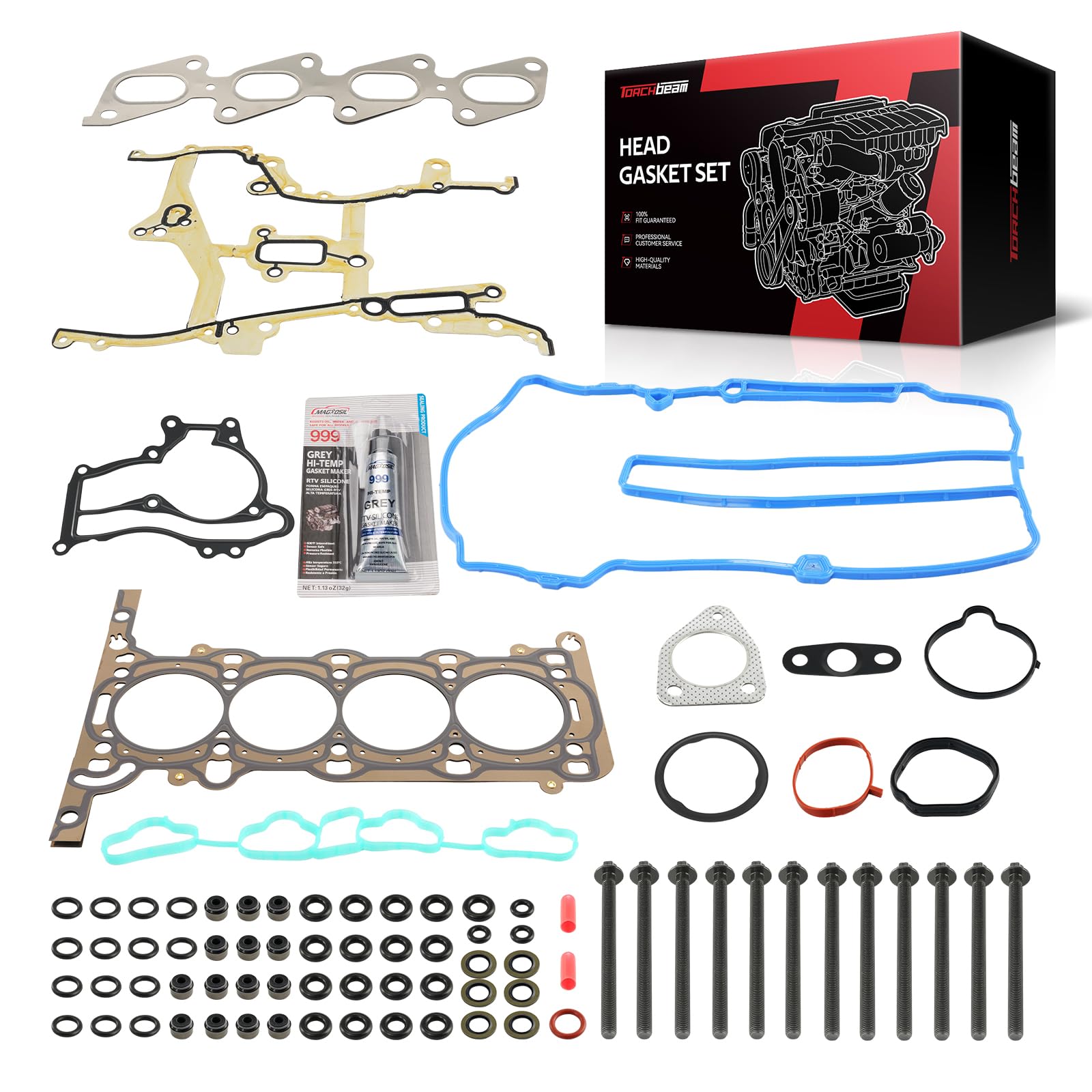 Torchbeam Head Gasket Kit, Engine Cylinder Head Gasket Set Fit for Chevy Cruze 2011-2015 1.4T, Trax 2015-2016, Buick Encore 2014-2015, Encore 2013 2016, Sonic 2012-2016, Replace# HS26540PT-1, ES72474
