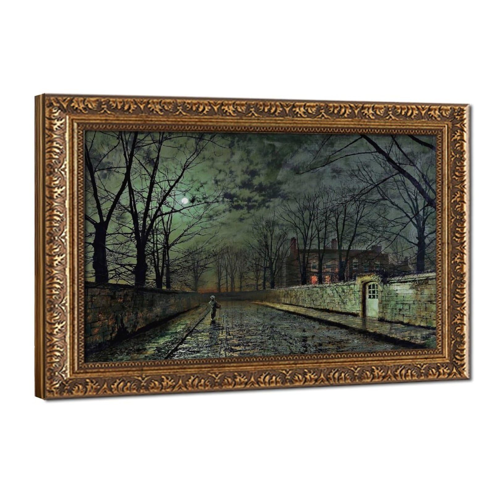 WCYB Silver Moonlight by John Atkinson Grimshaw Posters Prints Canvas Deco Paintings Wall Art Hangable Frame 8" L X 12" W