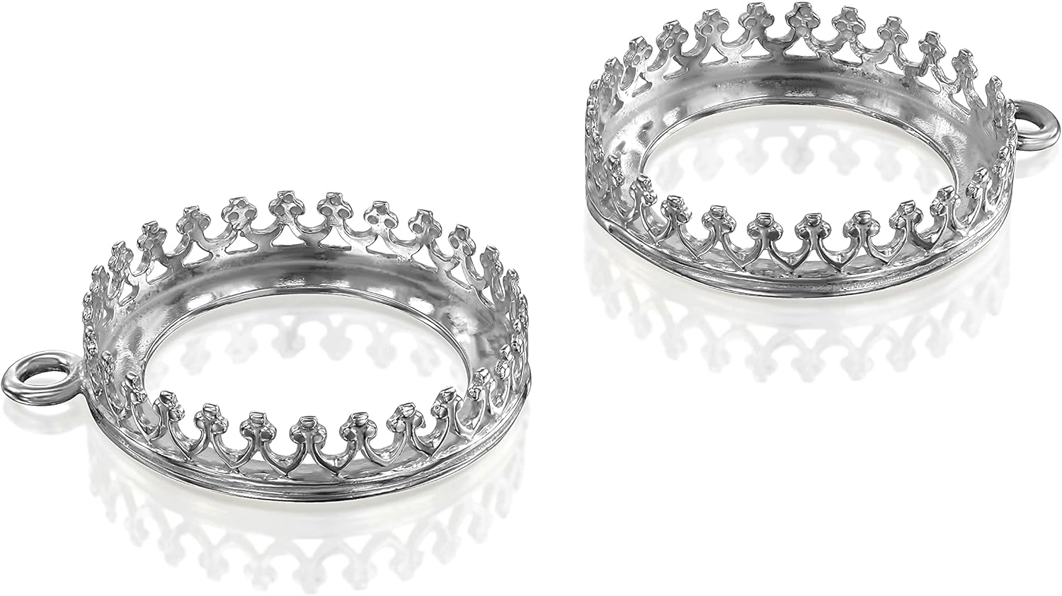 Stera Jewelry 925 Sterling Silver 12-18mm Bezel Round Crown Setting with Loop Findings
