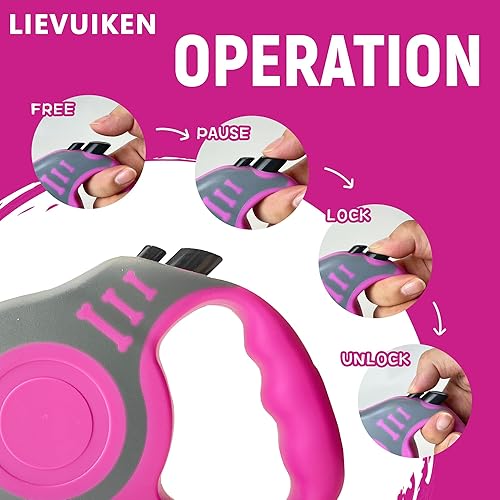 Miniatura 5 de Correa retráctil para perros pequeños y medianos, automática, telescópica, cinta para mascotas de 1016 pies, duradera y práctica, con asa