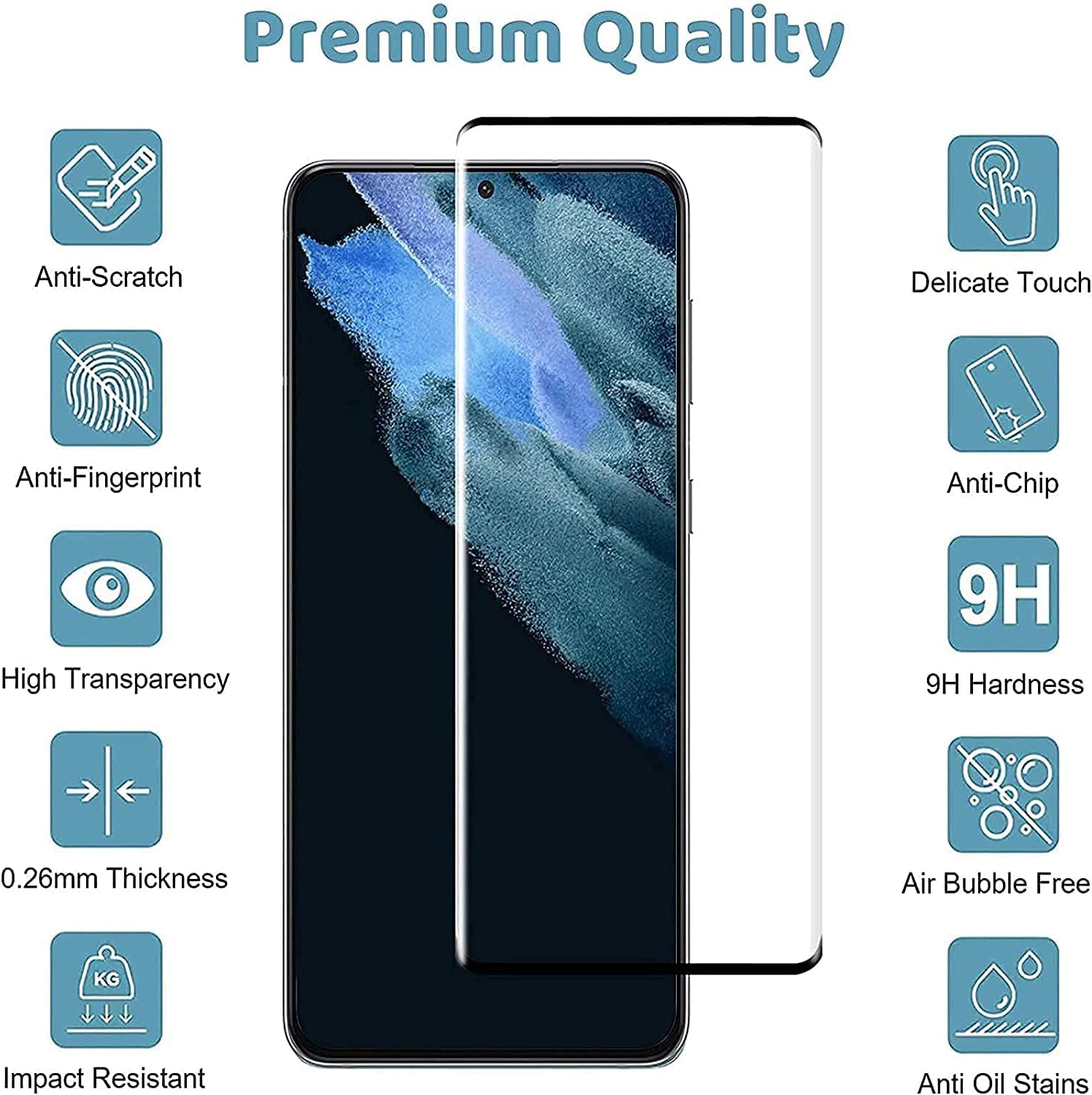 Coliary [2+2 Pack]Galaxy S21 Ultra Screen Protector, HD Clear Tempered Glass, Ultrasonic Fingerprint Support, 3D Curved, Scratch Resistant, Bubble-Free for Galaxy S21 Ultra 5G Glass Screen Protector