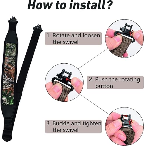 Miniatura 6 de BOOSTEADY Eslinga de pistola de dos puntos con giratorios,Correa acolchada duradera para el hombro,Ajustador de longitud