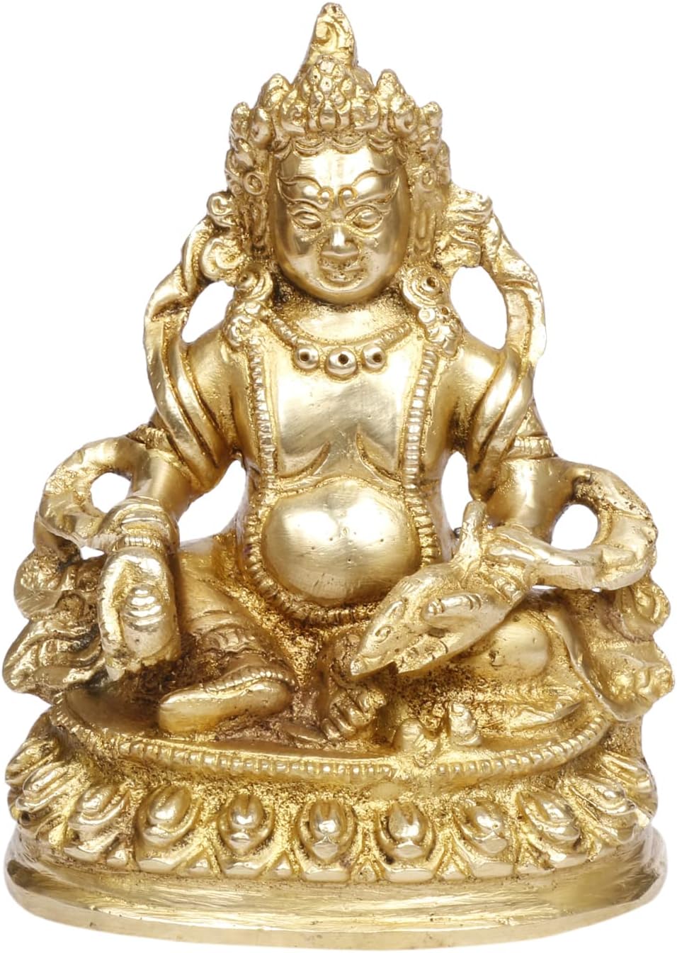 Artvarko Brass Idol Lord Kuber Sitting Blessing Statue | Murti for Pooja Room, Meditation, Prayer, Business Murti for Prosperity Money Home Décor Locker Safe Tijori 6 Inches