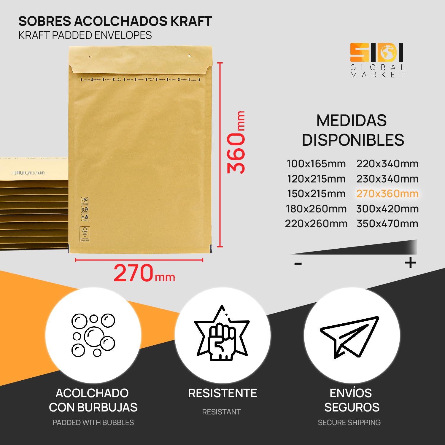 Padded Envelopes, Bubble Mailers, Kraft Bubble Padded Envelopes with Self-Seal Seal, Clothing Shipping Bags - Image 2