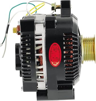 Powermaster - Alt Ford 3G Black 200A 6 grv & 1V Pulley Large Frame Str MTG Threaded MTG Ear w/Reg Adapter Harness