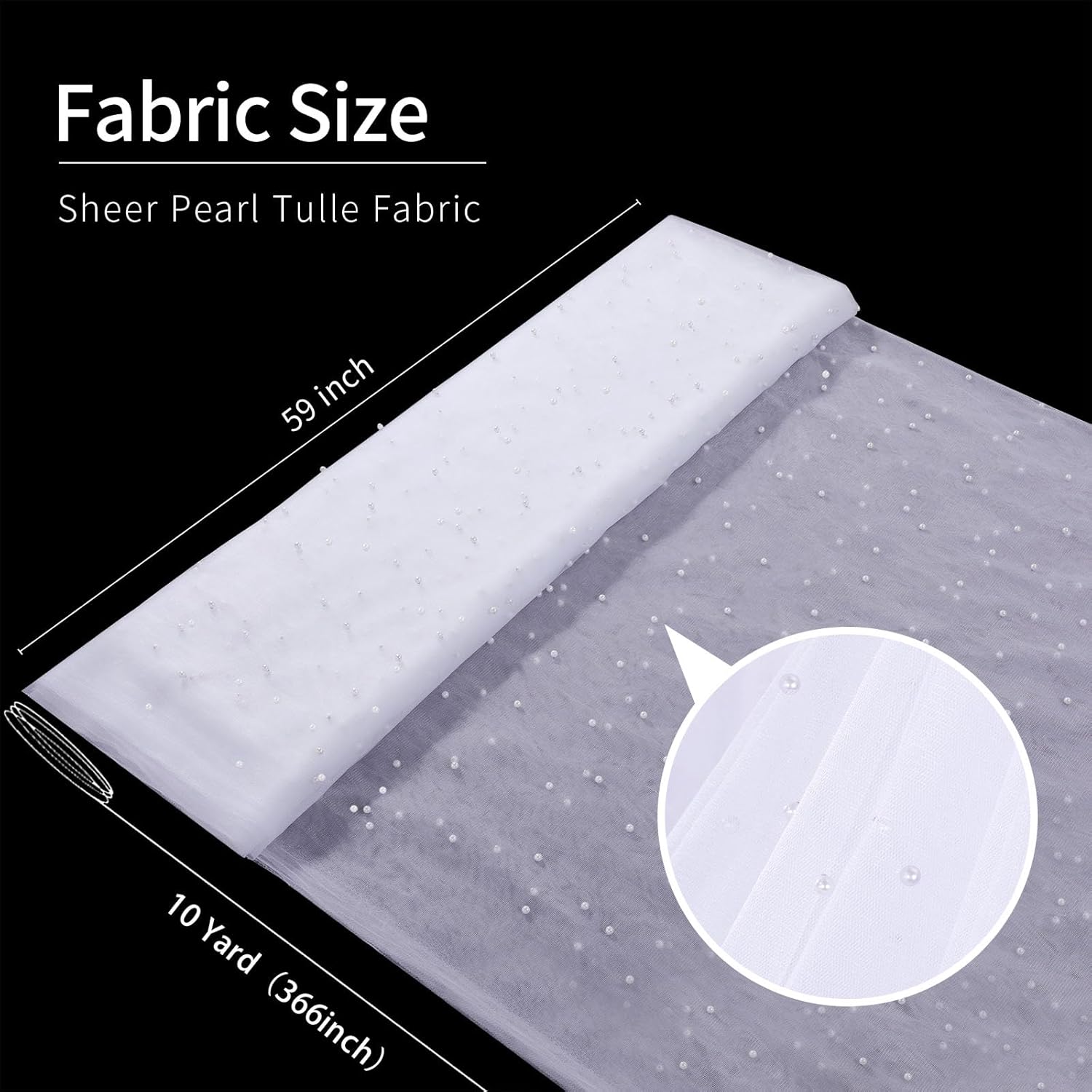 Pearl Tulle Fabric: 10 Yard White Wrinkle Free Mesh Fabric Bridal Veil Sweetheart Table Decorations for Bridal Wear Projects Crafters Flower Girl Dress