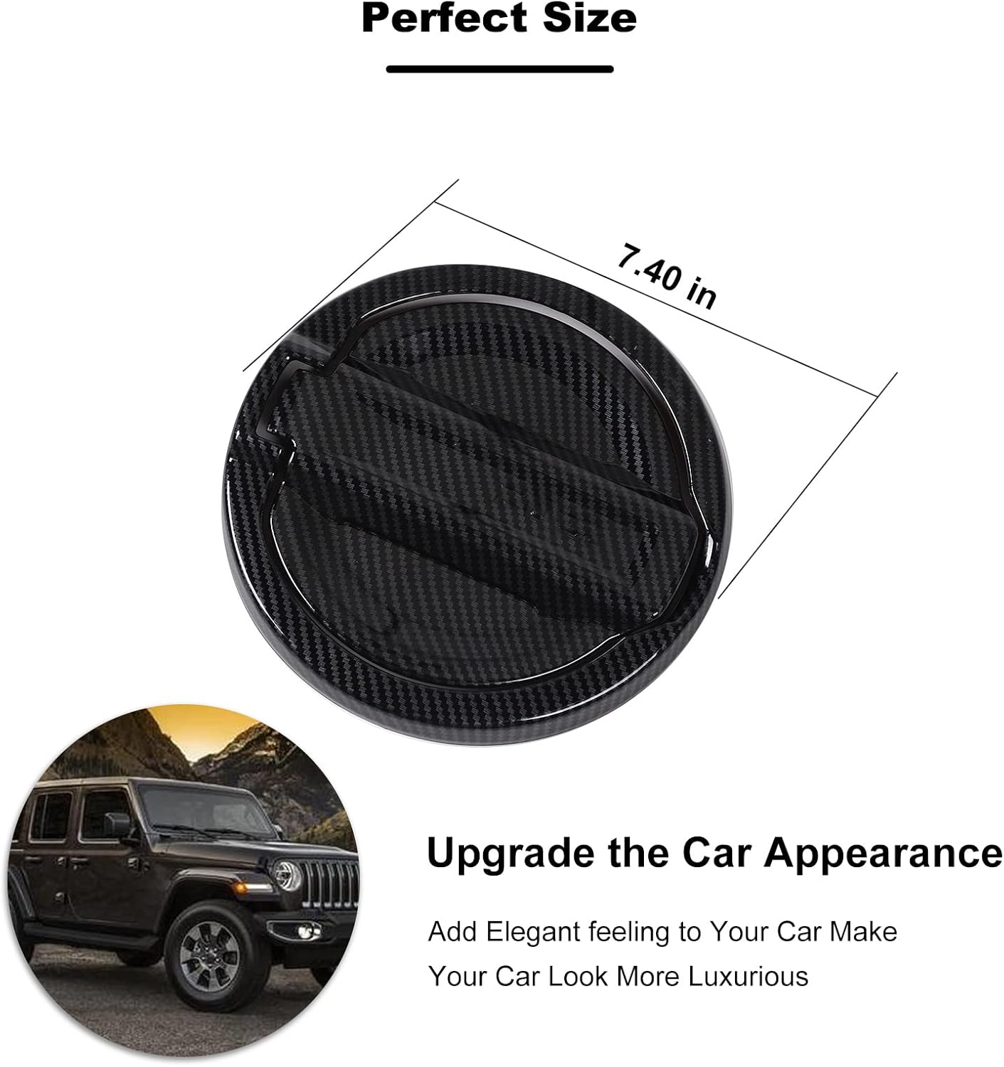 Carbon Fiber Fuel Filler Door Gas Tank Cap Cover Trim Stickers Decoration Exterior Accessories for Jeep Wrangler JL JLU 2018-2022