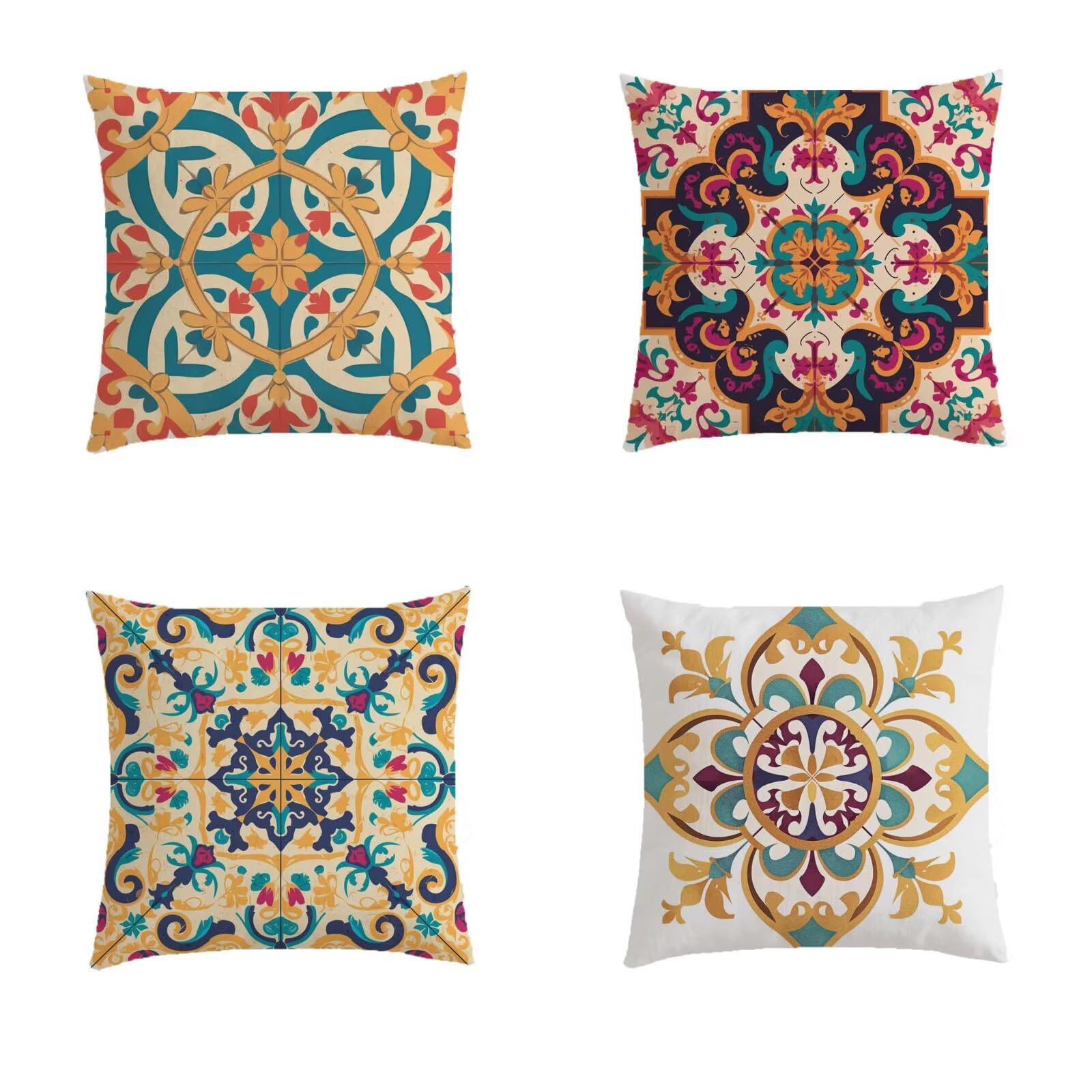 Housse coussin salon de jardin exterieur 60x60 lot de 4 violet bohème S939