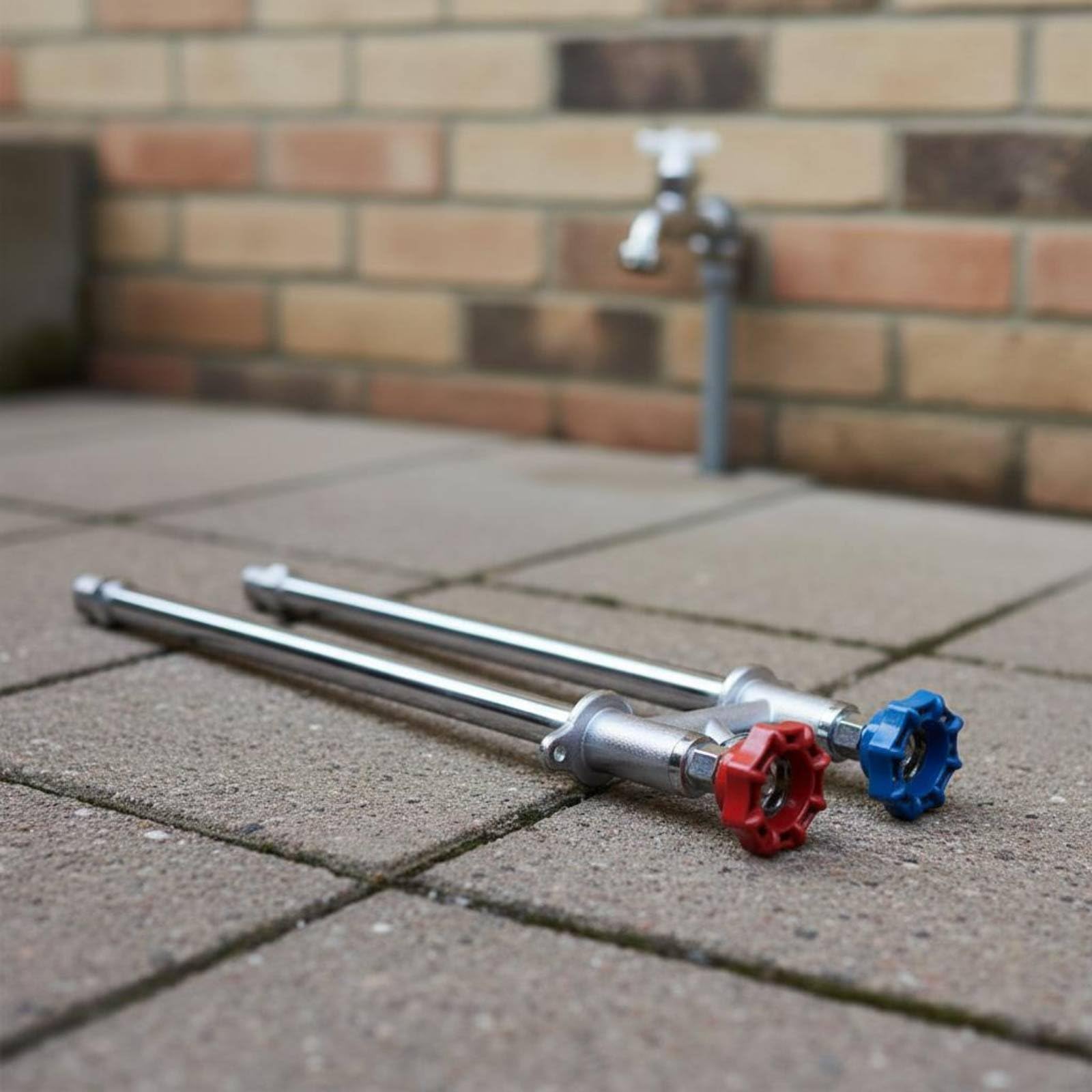 Robinet de Jardin Double Contrôle Vanne Raccord Bouchon Laiton Noyau en Céramique Commande eau Chaude et Froide Raccord GHT 3/4 Pouces Installation, Long
