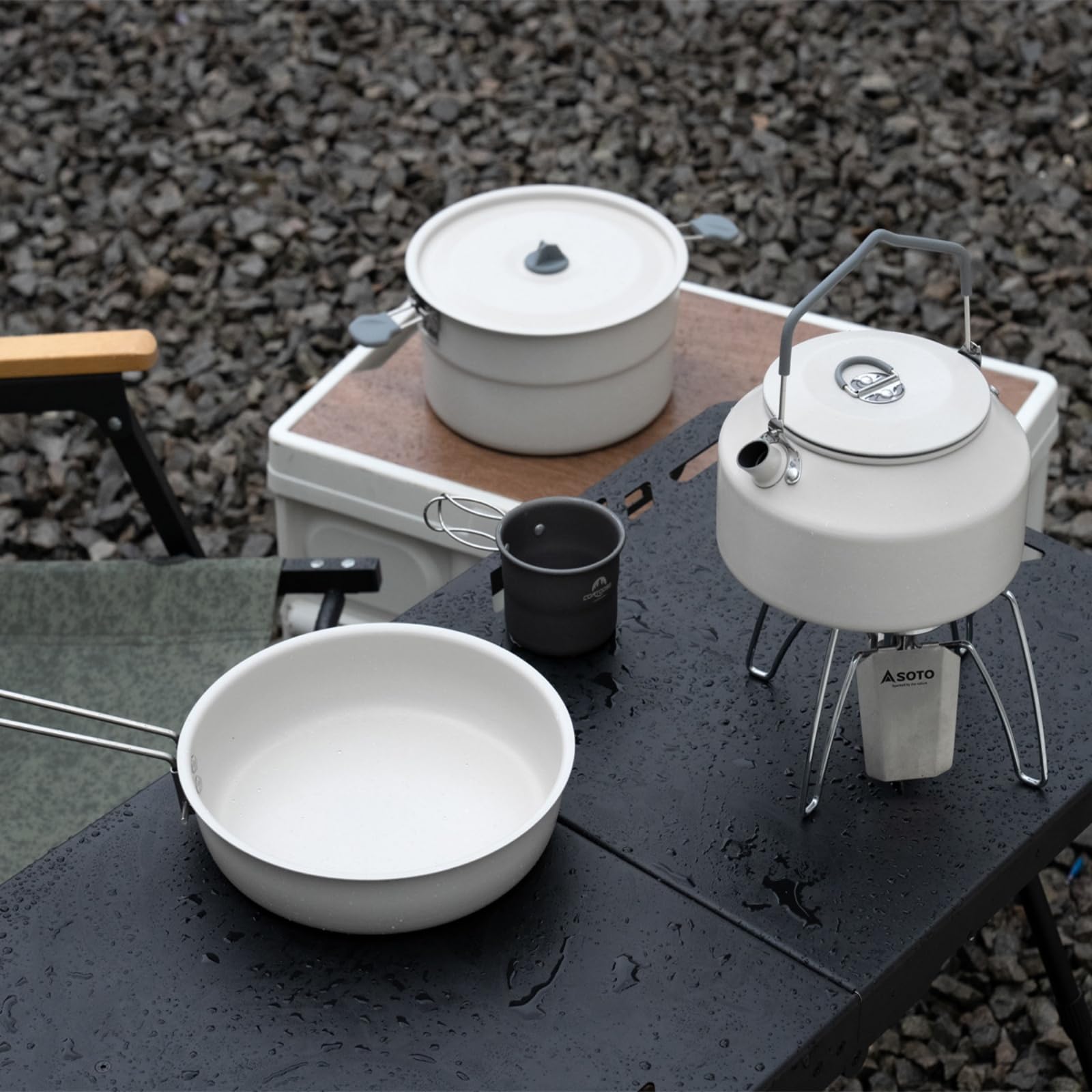 Ollas de camping al aire libre con mango plegable, vajilla de cocina de aluminio para senderismo, picnic, pesca, montañismo, vajilla de cocina al aire libre para senderismo