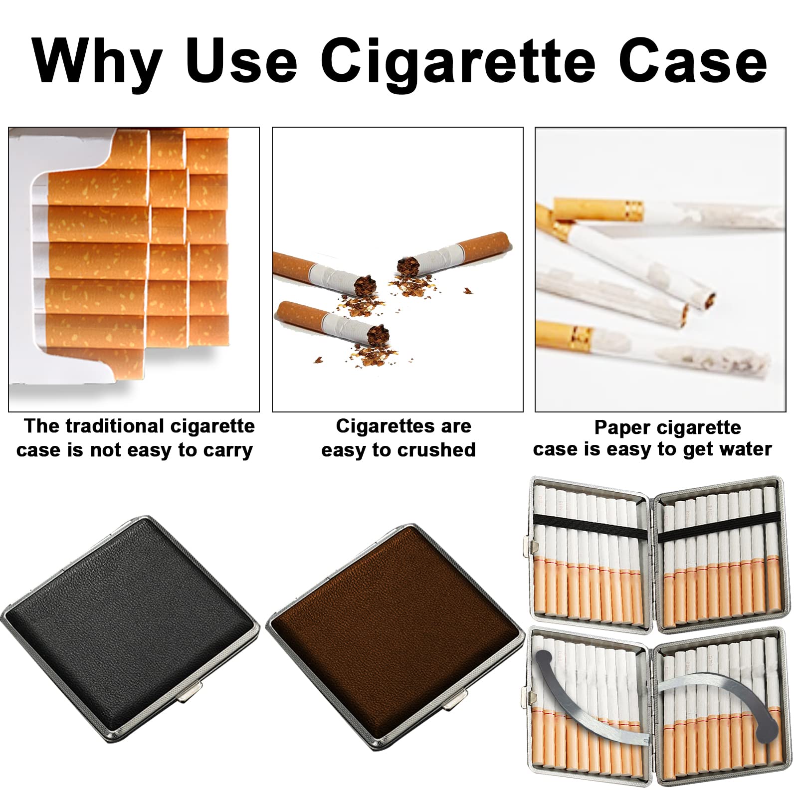RUIJIE Pack of 2 Cigarette Case Leather Metal Cigarette Box Cigarette Box  Cigarette Box for 20 Cigarettes Stainless Steel Cigarette Case Cigarette  Case Elegant Cigarette Case for Women Men Gift : Amazon.de: Fashion