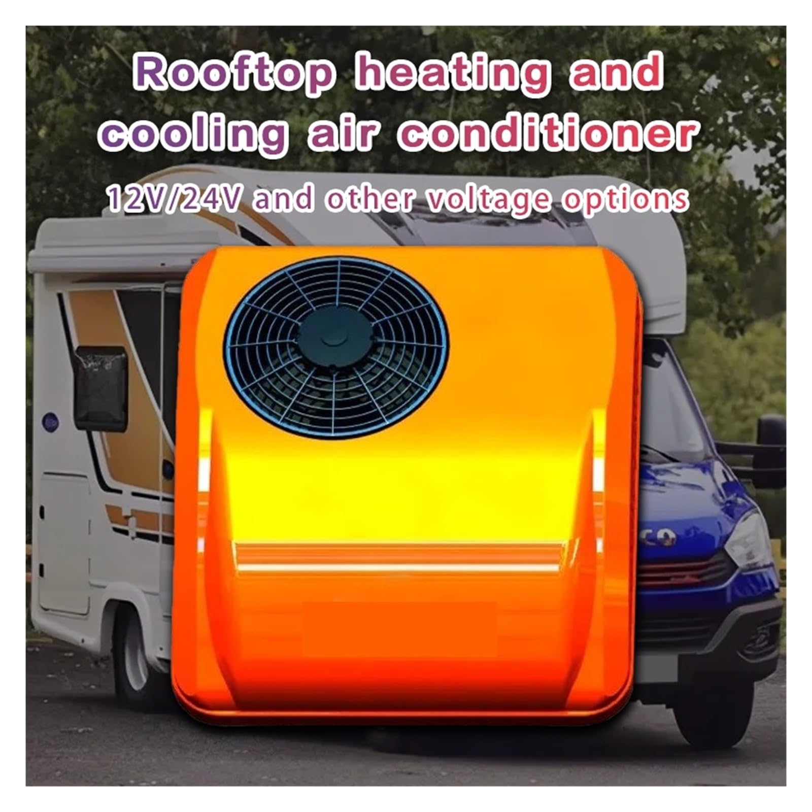 12v 24 Voltios Semi Calefacción Y Refrigeración Aire Acondicionado Camper Camión Rv En La Azotea Enfriamiento Rápido Funcionamiento Suave(Orange,12v)