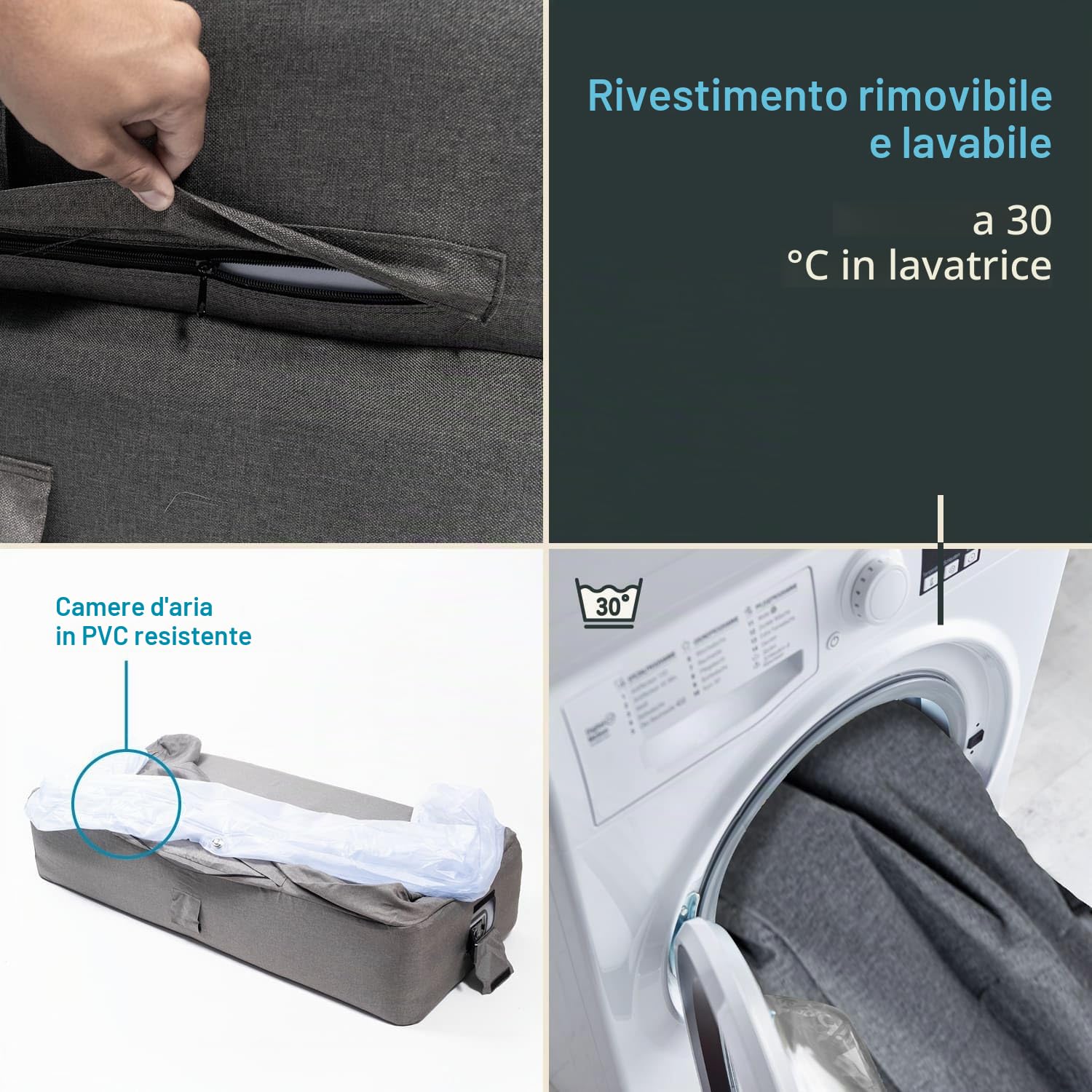 Skandika Sofá ad aria Easy Air | sofá gonfiabile da esterno, con pompa elettrica, 1-2 persone, fino a 200 kg, ricaricabile con cavo di ricarica USB (Premium doppio)