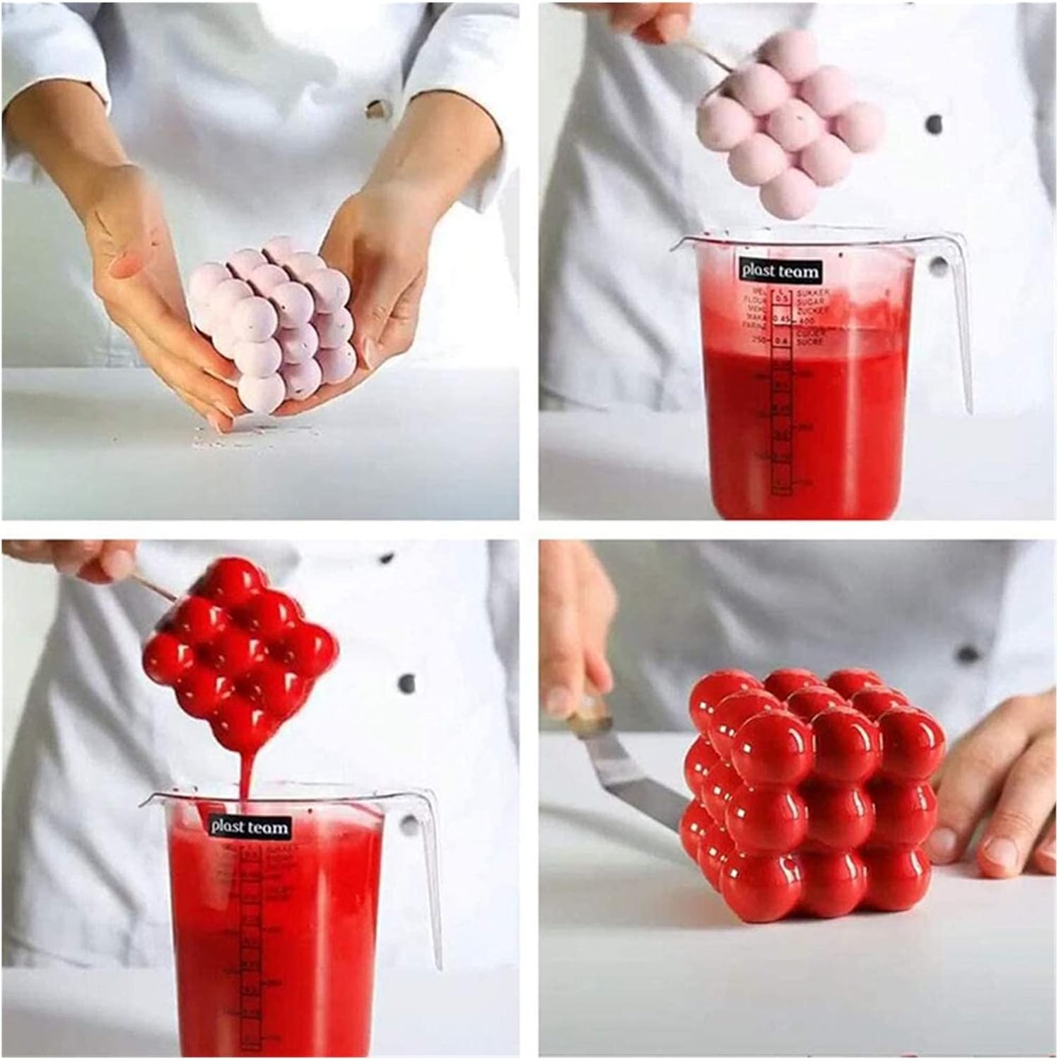 Food Grade Summer 2pack 3D Magic Cube Cloud Bubble Fondant Silicone Mold for Ice Cream Chocolate Pastry Dessert(OneColor) (OneColor)