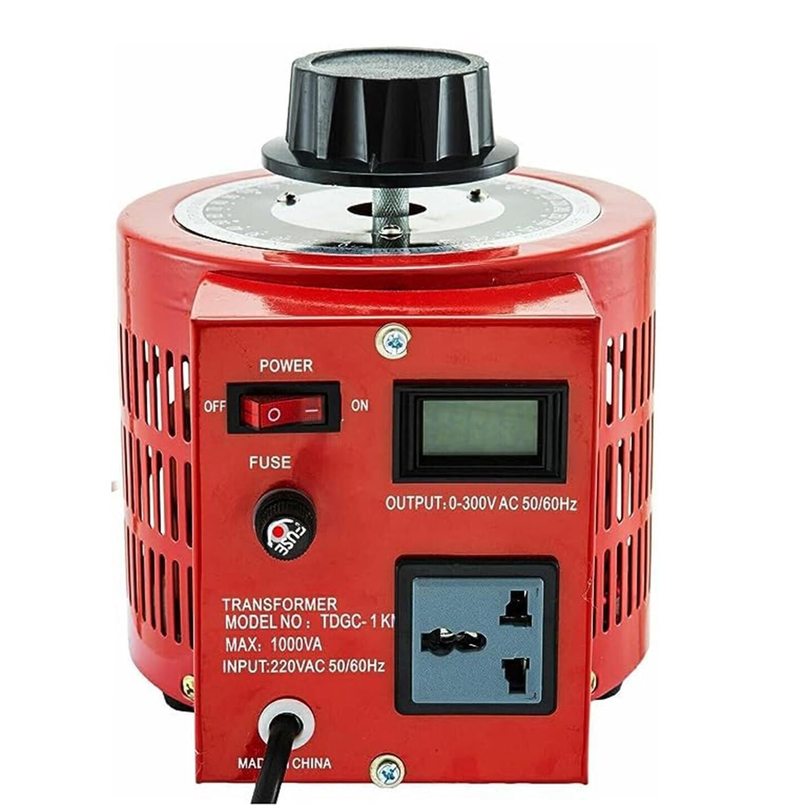 ZIJINGM Single Phase Digital Display Contact Voltage Regulator Variable Transformer 20A Input 220V Output 0-300V(500VA)