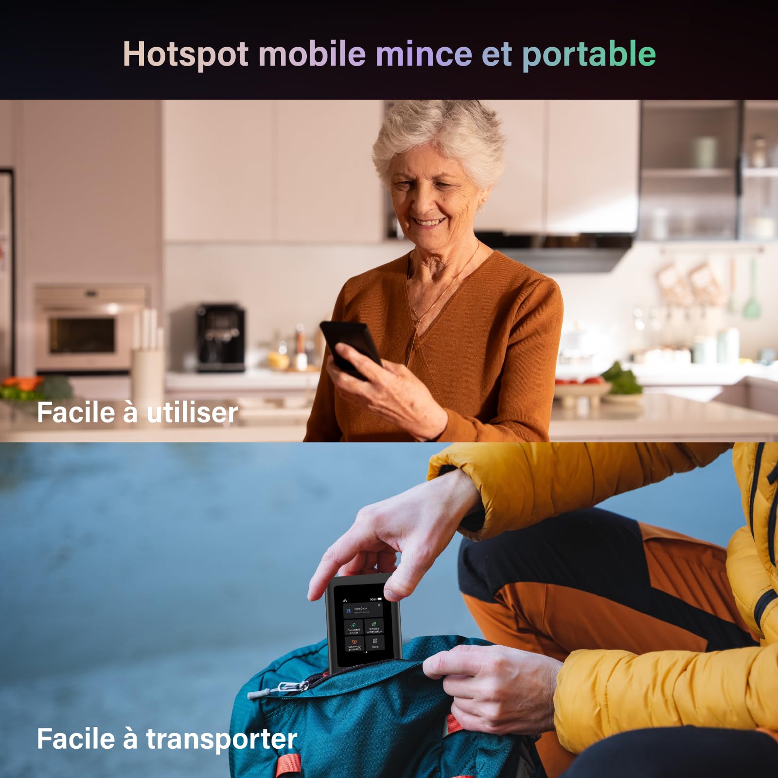 GlocalMe U50 Numen Air 5G Routeur WiFi Mobile, Bandes Fréquence Globales, Pas Besoin de Carte SIM, Prend en Charge 16 appareils, Batterie 5400 mAh, Point d'accès Wi-FI de Voyage ou Maison (Noir)