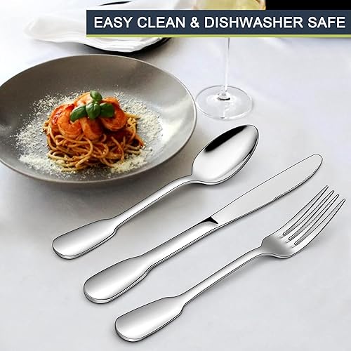 Miniatura 5 de LIANYU Superior - Juego de cubiertos de acero inoxidable 1810, 20 piezas para 4, cubiertos elegantes para cocina, restaurante, boda, pulido de