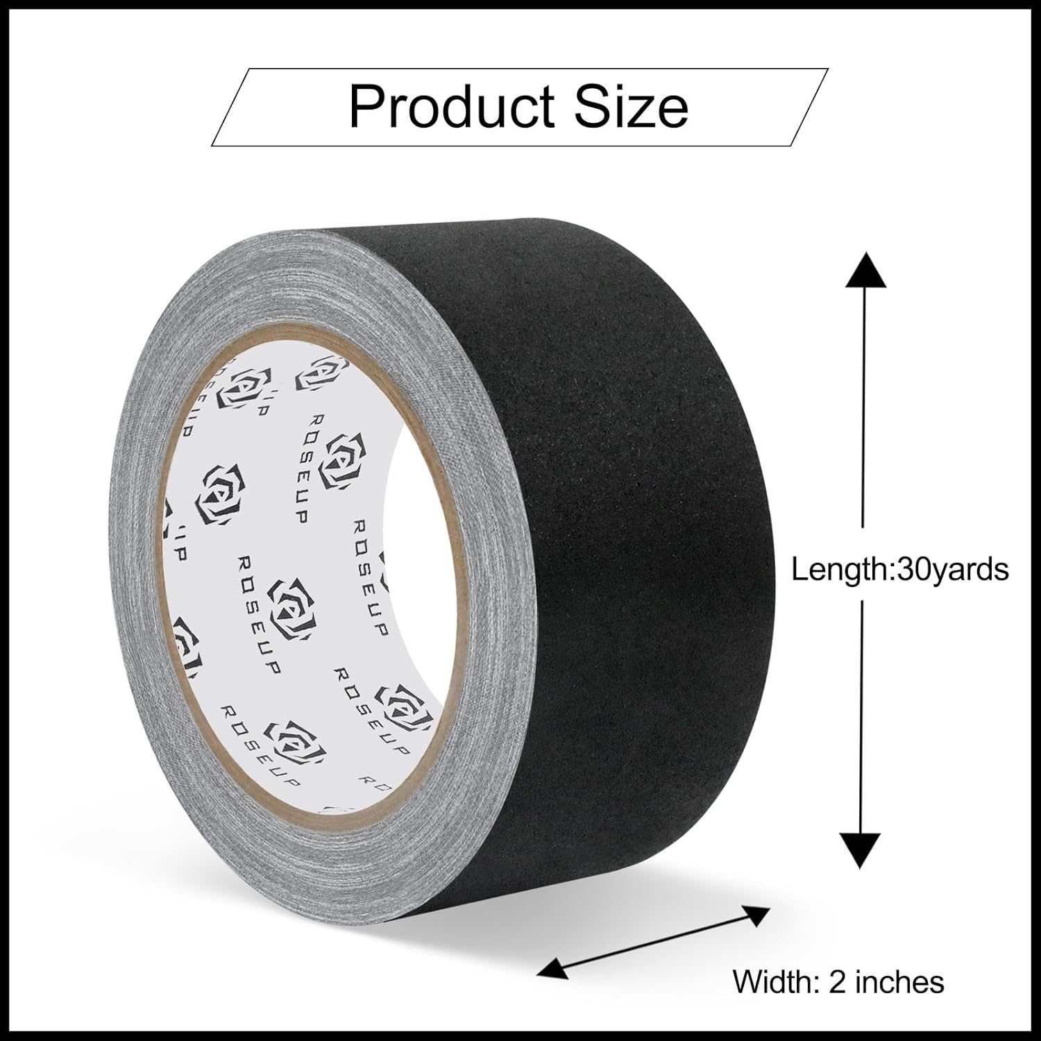 ROSEUP Professional Gaffer Tape - 2" x 30 Yds Matte Black Gaffers Tape - Non-Reflective, Residue-Free Cloth Tape for Photography, Stage & Studio Cable Management - Heavy Duty & Hand-Tearable,6 Pack