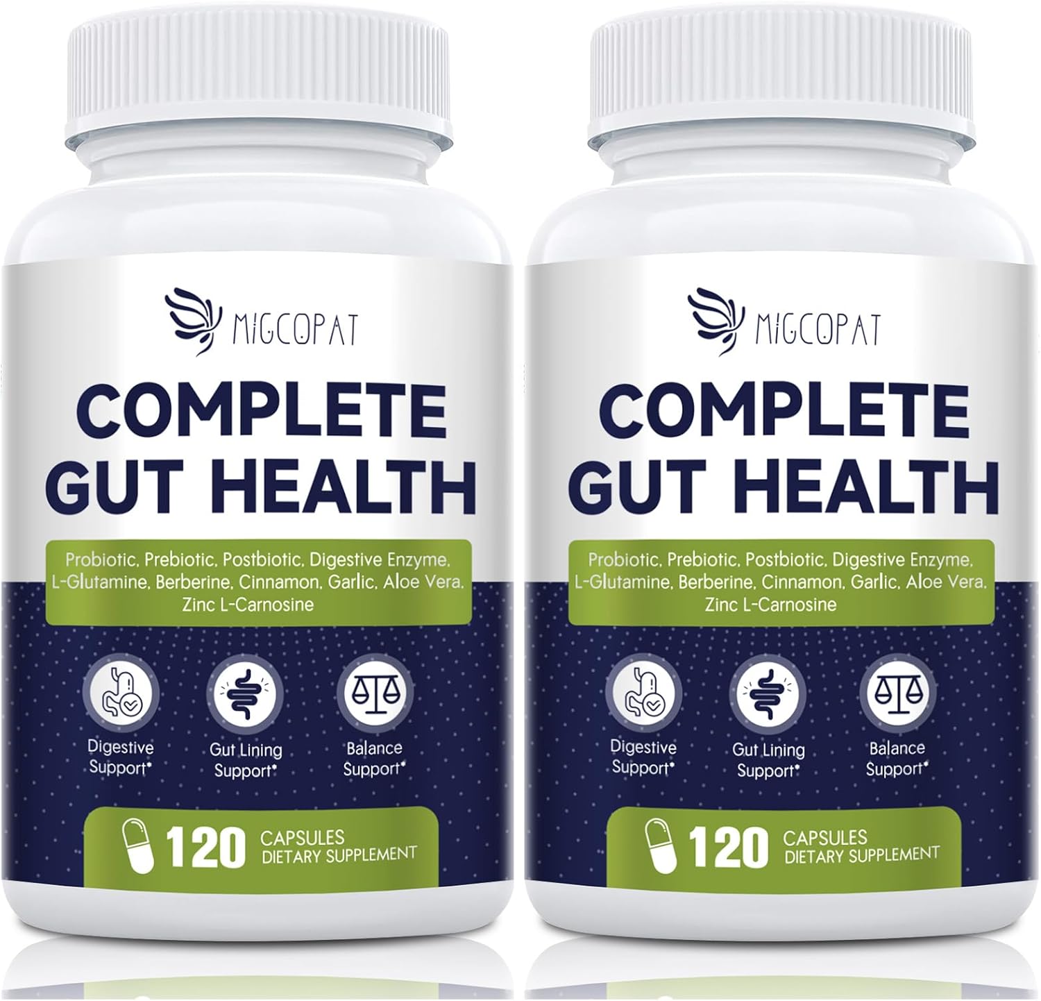 Probiotics for Digestive Health, 80 Billion CFU Probiotics, Prebiotics, Postbiotics & Digestive Enzymes, Gut Health Capsules with Berberine, Cinnamon, L-Glutamine, for Men & Women, 240 Counts