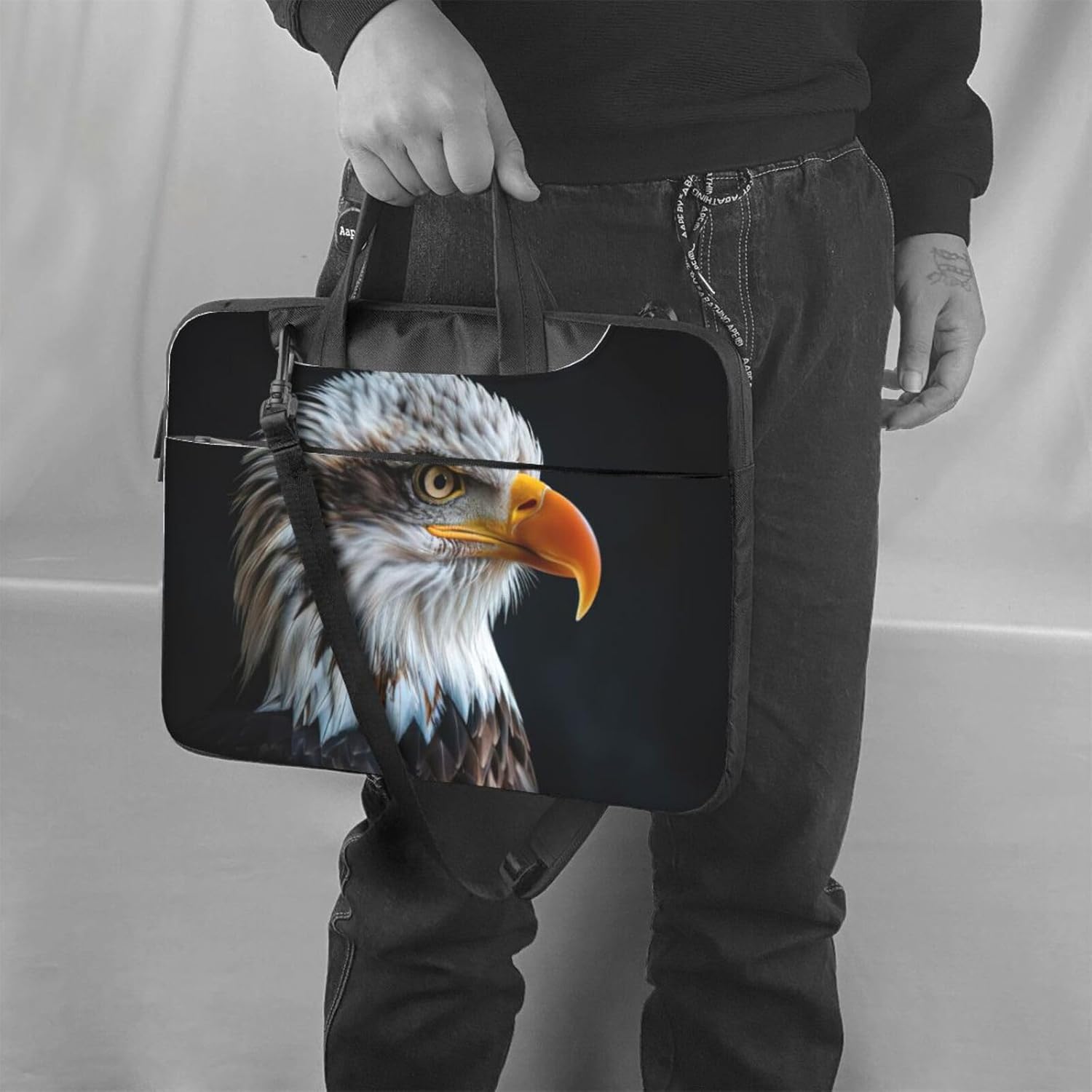 Bald eagle Print Laptop Shoulder Bag Messenger Bag Notebook with Accessories Pocket 13/14/15.6 inch