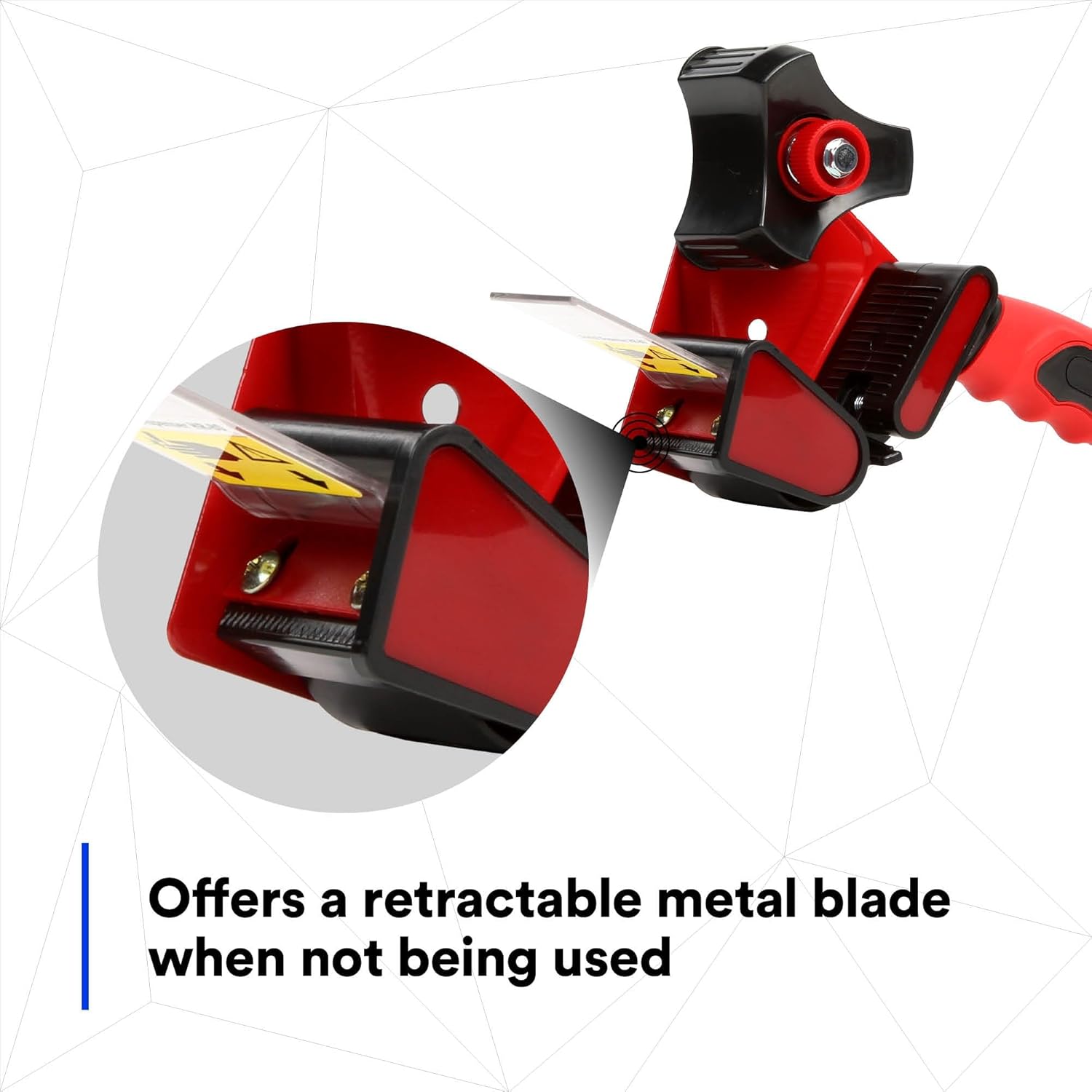 Close-up of the retractable blade on the 3M Scotch Box Sealing Tape Dispenser HR80