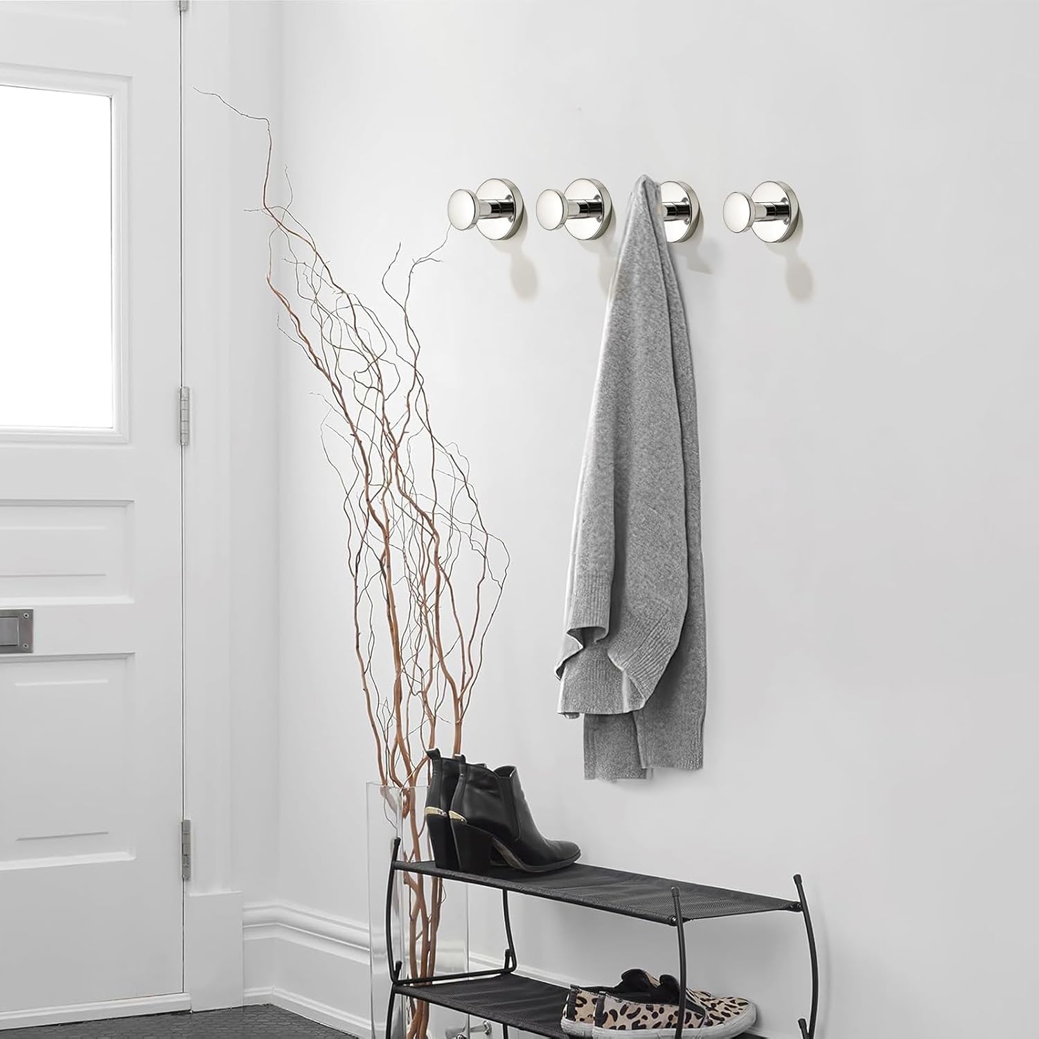 5 Pack Polished Nickel Round Robe Hooks, Wall Mounted Bathroom Towel Hook Coat Hooks, for Clothes Hats Towel Robes in Bathroom Bedroom
