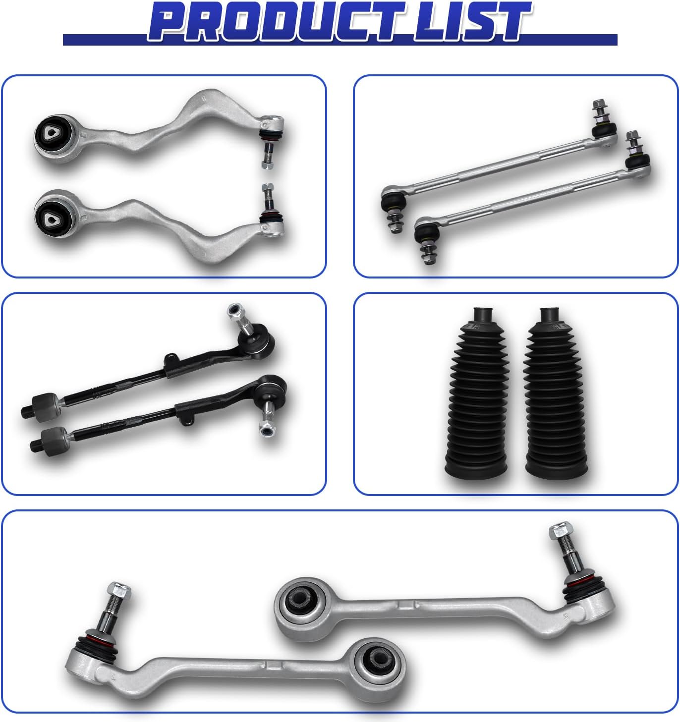 Control Arms, 10Pcs Front Lower Suspension Kit Tie Rod Sway Bar Stabilizer Link Boots Compatible With BMW E90 E82 E88 E84 128i 135i 325i 328i 330i 335d 335i 335is X1 (2WD RWD Models Only)
