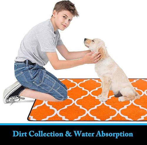 Miniatura 4 de Scceatti Tapete de cocina suave, color naranja, antideslizante, de terciopelo, para exteriores, para entrada, piso, diseño duradero, tapete de