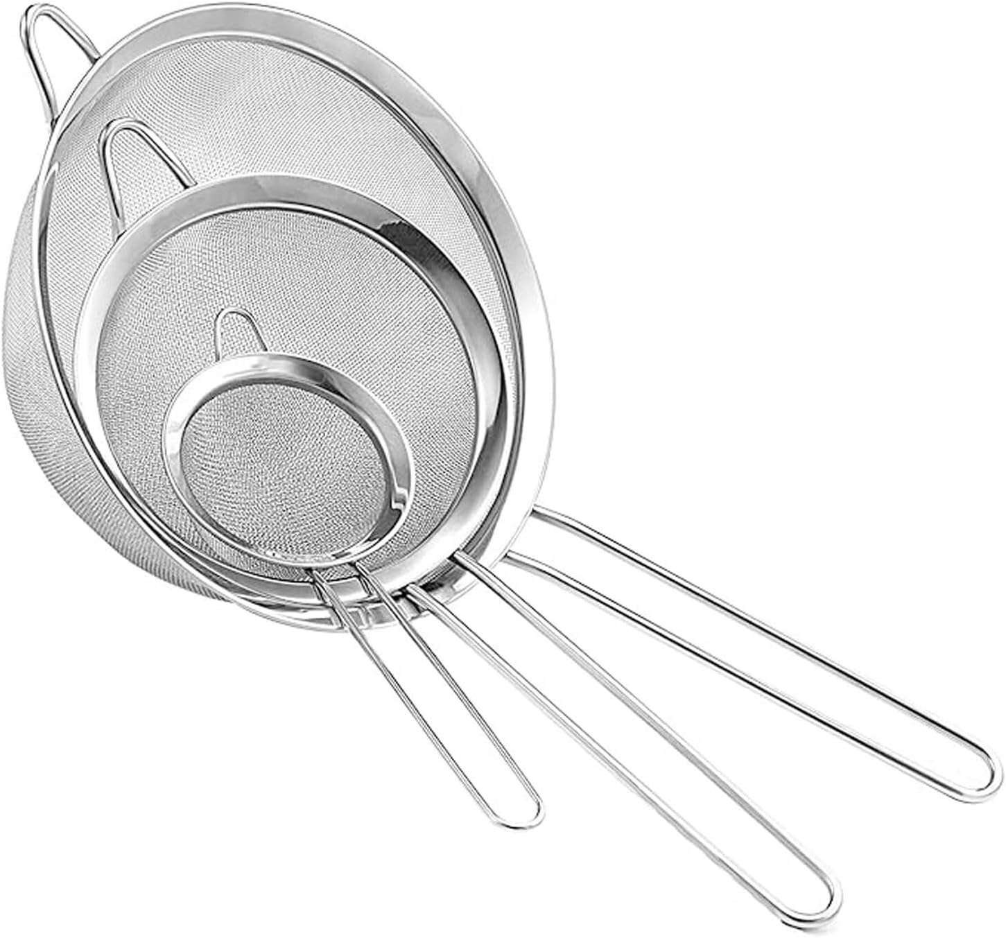 AEX 3X Fine Wire Mesh Kitchen Sieve Set Stainless Steel Food Strainer & Flour Sieve for Baking Sifter Sifter| sieves for Cooking | Rust Free Seive