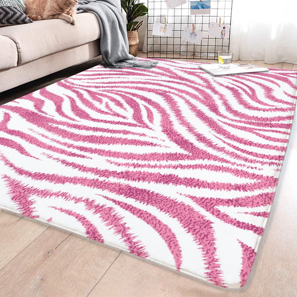 Amazon | カーペット ピンクのヒョウ柄 ラグマット 絨毯 150×200cm 約