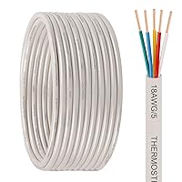 Vista 12 de Cable para termostato - 18/5 10 pies de cobre sólido, calibre 18, 5 conductores, cable de circuito de potencia para equipos de calefacción y aire