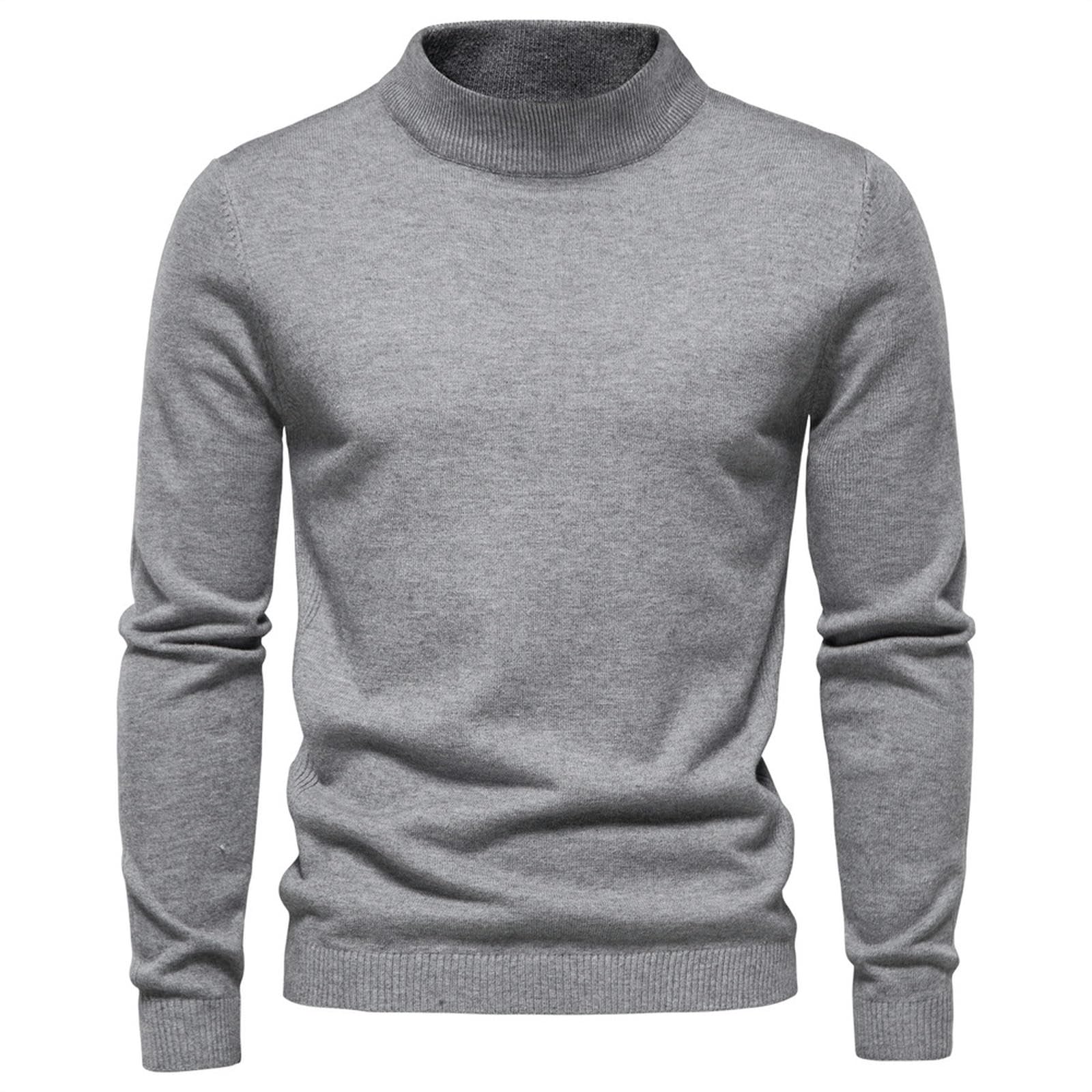 KQDSEOOF Men's Turtleneck Jumpers Half Turtleneck Knit Jumper Long Sleeve Sweater-Grey-s