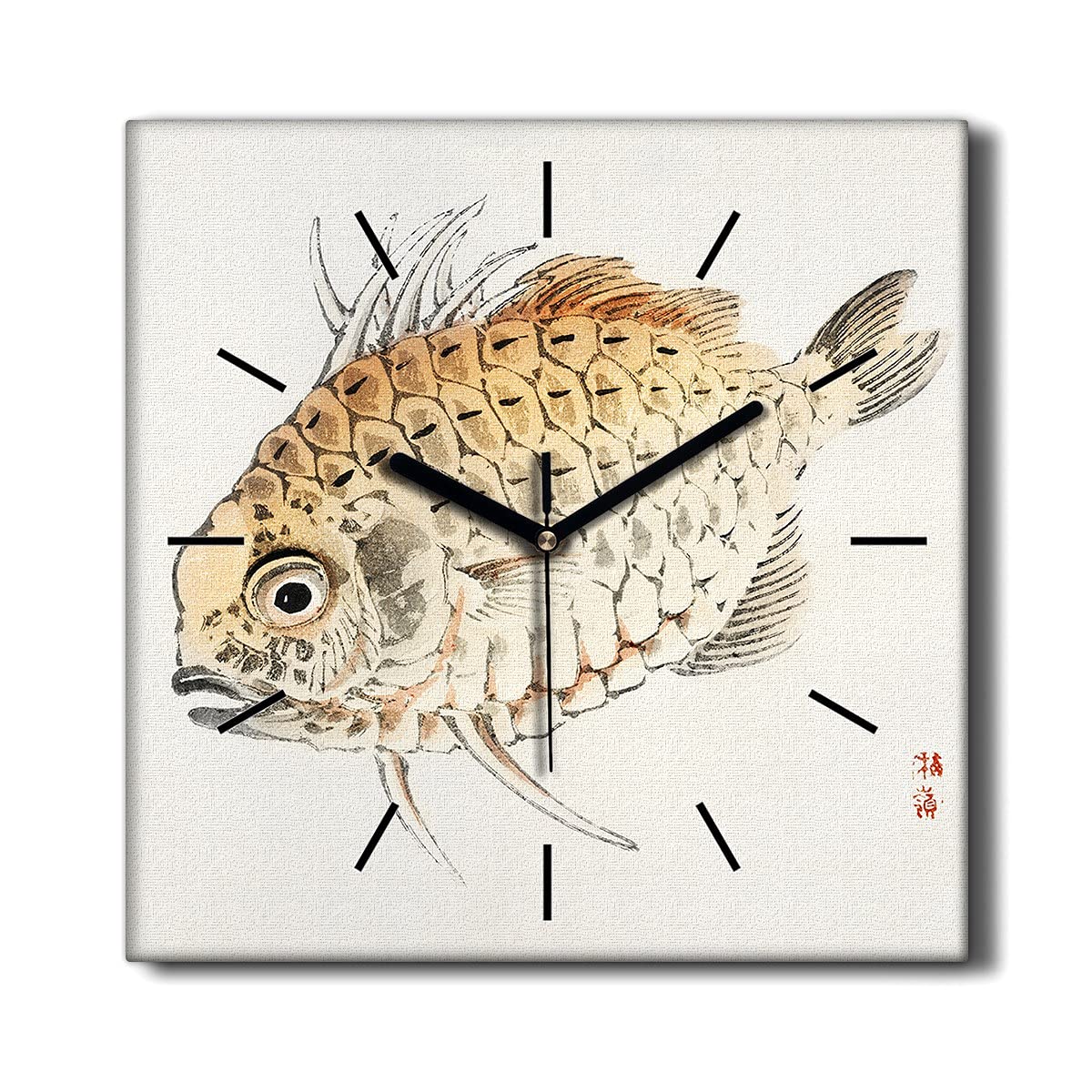 Horloge sur Toile 30x30cm Horloge Murale sans tic-tac Salon Poissons