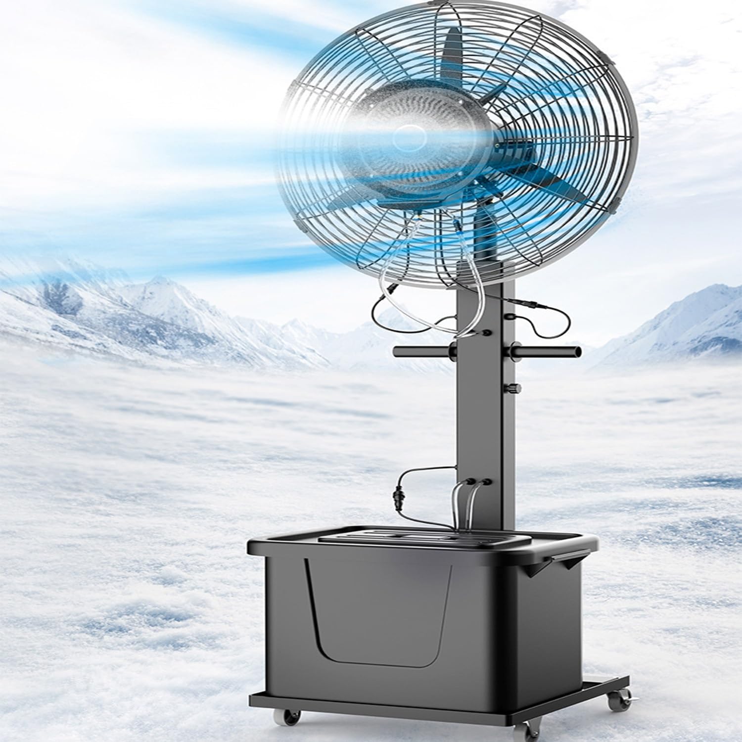 asdchZen Industrial Pedestal Misting Fan With 11 Gallon Water Tank, Outdoor Spray Cooling Fan For Patio, Greenhouse, Workshop,One Color-750mm/29.5in