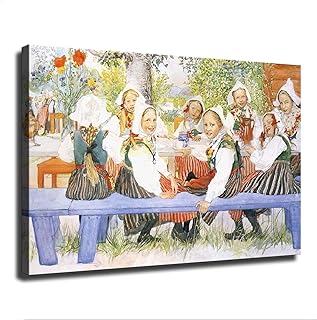 zydkda Carl Larsson - Kersti's Birthday 1909 Poster Canvas Print Office Apartment Restaurant and Other Private or Public Places Decoration Gift Wall Art Decoration (12×18inch Unframed)