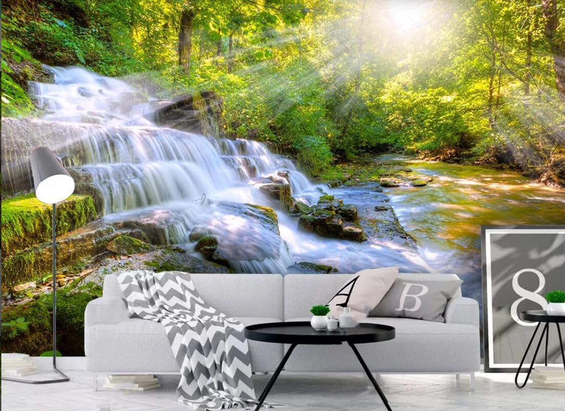 Cascade eau courante vert bois poster geant mur tapisserie panoramique salon