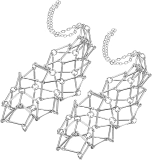 DEEPCRAFF 2pcs Adjustable Empty Crystal Necklace Holder Cage Pendant, Stainless Steel Flexible Mesh Structure, Versatile Stone Holder for DIY Jewelry Making, Stylish Boho Pendant for Women
