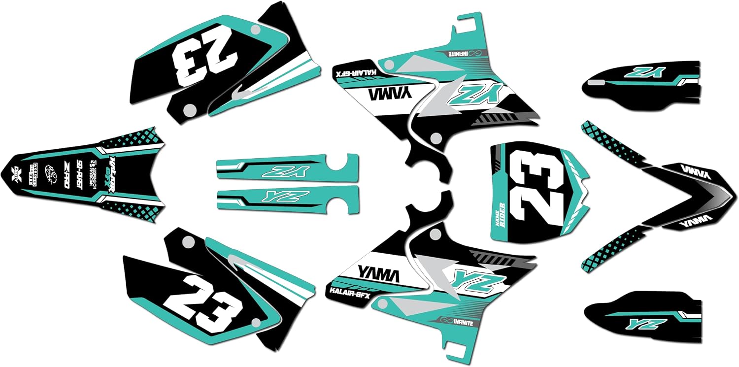 Graphics Kit for Yamaha YZ125 and YZ250 2002-2014 UFO Restyled Plastics VIPER Series Blue 9 Mil - Easy Go - Dirt pit bike motorcycle sticker, dirtbike racing decal motocross no-plastics