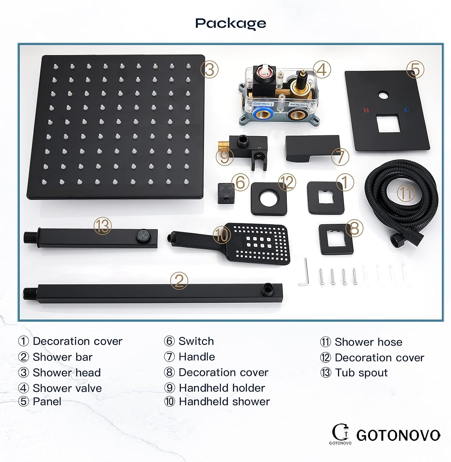 Crazy Deals gotonovo Shower System Mixer Shower Combo Set Rainfall Shower Head Handheld Shower Bathroom Luxury Rain Rough-in Valve Body and Trim Kit…