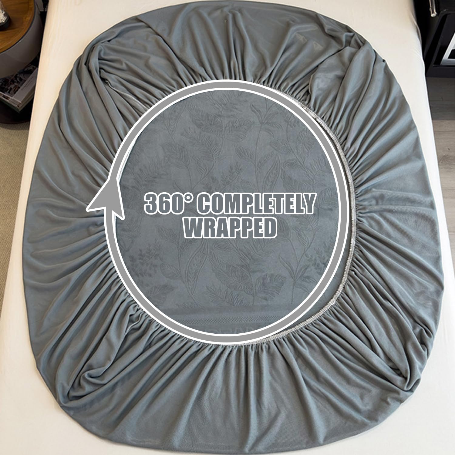 Luxury Mattress Cover Milk Velvet Fitted Sheet King Queen Super Soft Bed Cover with Elastic Band Warm Mattress Protector Mattress Pad Cover with Fashionable Pattern,A/grey,90*200*15cm(TWIN)