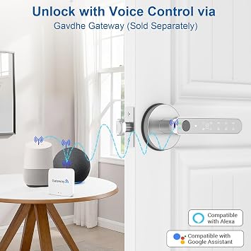 Fingerprint Door Lock Smart Fingerprint Door Knob with Keyless Entry Biometric Door Lock with Keypad App Control Easy Installation for Home Bedroom Office(Silver)