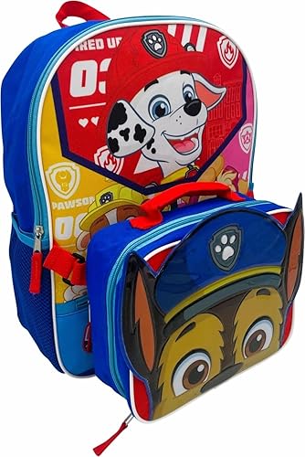 Miniatura 3 de Fast Forward Mochila desplegable con licencia para niños de 16 pulgadas con lonchera (Paw Patrol-Boy)