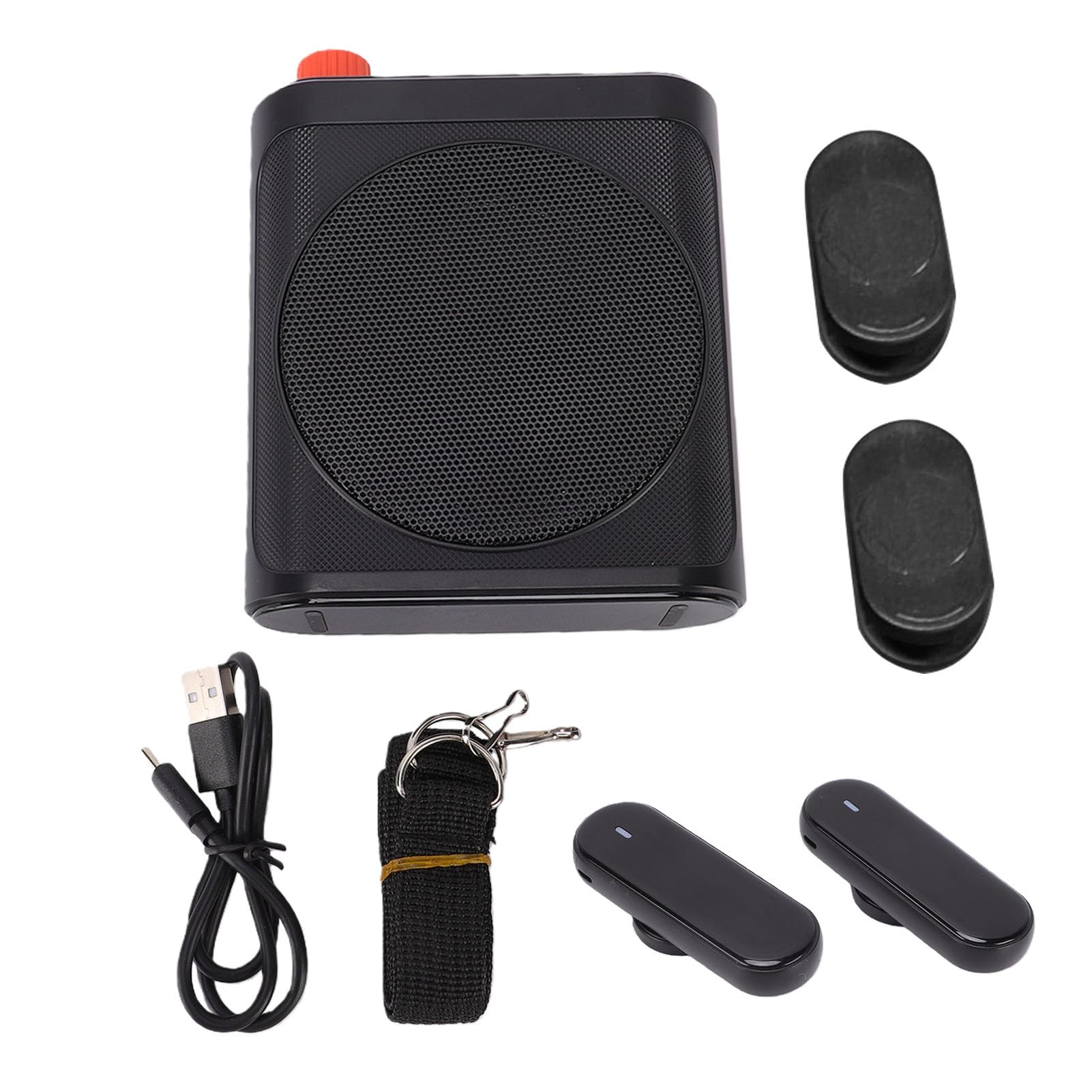 Sprachverstärker mit 2 Kabellosen Lavalier-Mikrofonen, Magnetischen Bluetooth-Ansteckmikrofonen, Tragbare Wiederaufladbare Lautsprecher, Ideal für den Unterricht (Black)