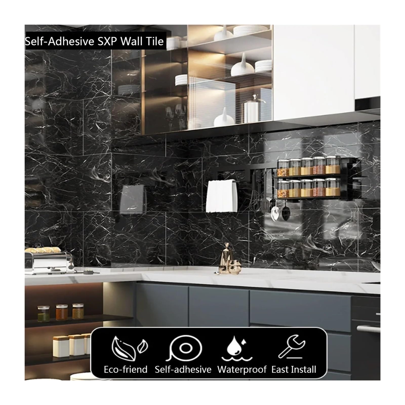 Pavimento Pvc Adesivo,Pellicole Adesive Per Mobili 12 adesivi murali effetto marmo, for pavimenti autoadesivi, impermeabili, bagno e soggiorno, 30 * 30 cm(Stone Gray)