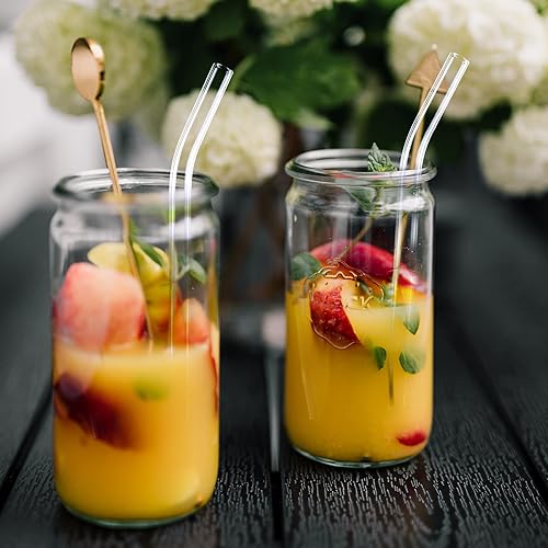 Miniatura 8 de Antner Paquete de 12 popotes de vidrio reutilizables, 8.5 pulgadas x 0.394 in, pajitas de vidrio transparente recto para bebidas calientes y frías,