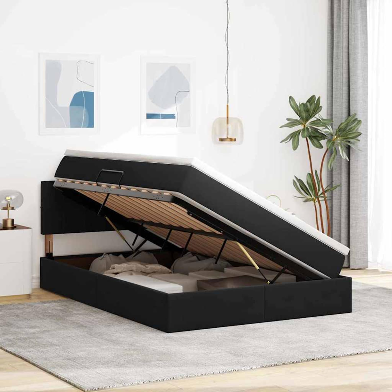 Homgoday Cama de Almacenamiento Moderna con Elevación Hidráulica - Diseño Estiloso, Confort Superior y Materiales Duraderos
