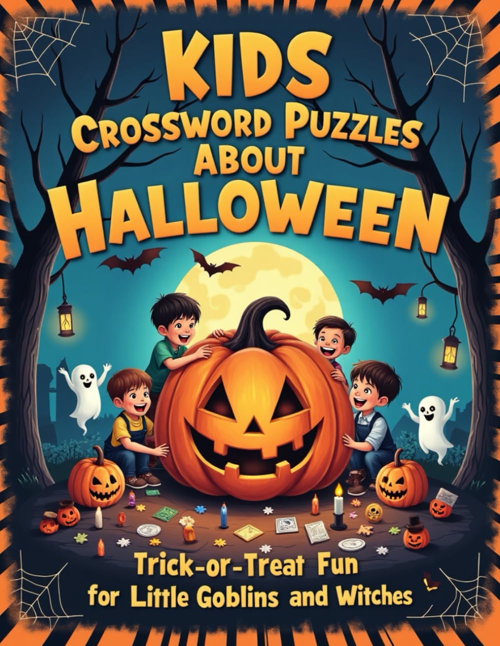 Kids Crossword Puzzles About Halloween: Multiple Halloween-themed crossword puzzles for kids