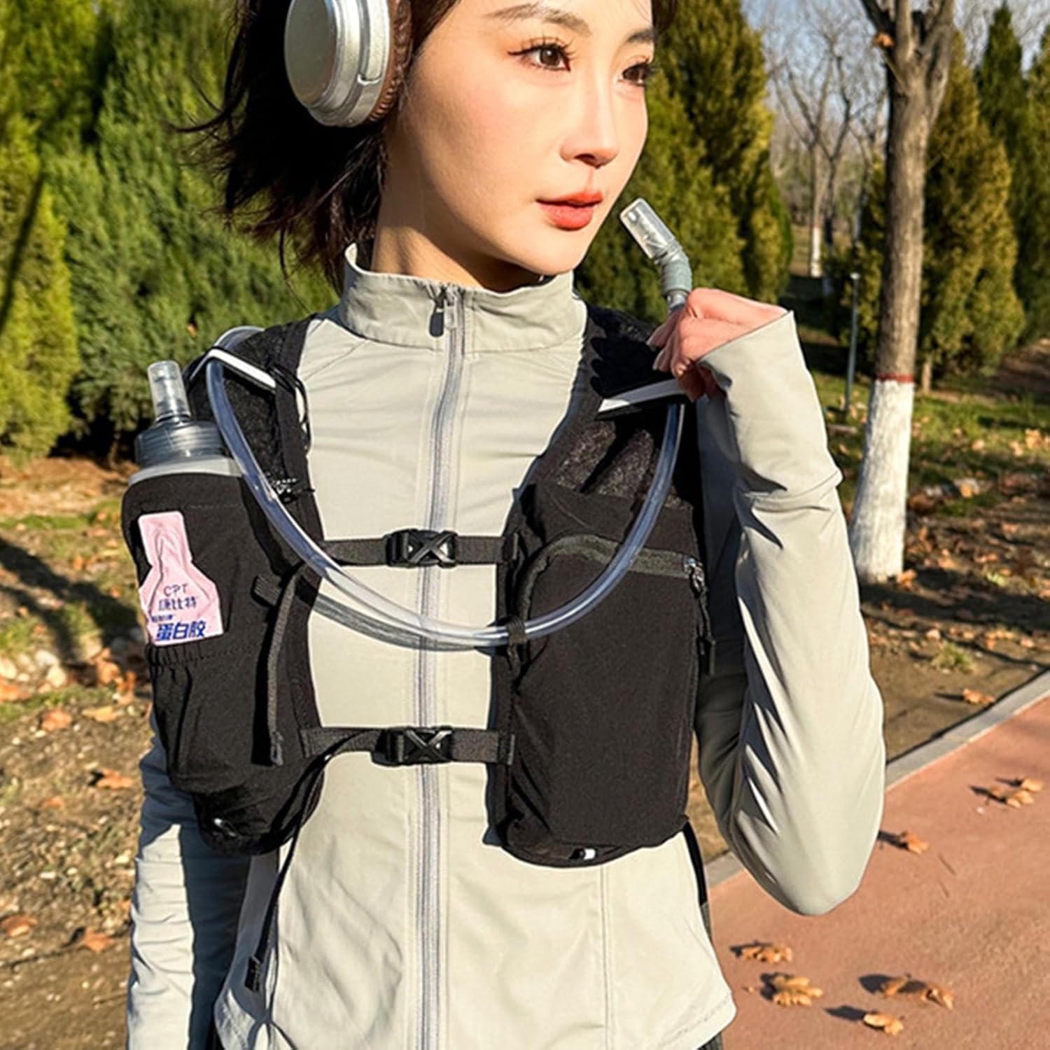 ランニング ウォーターベスト - 調整可能な ハイドレーション ベスト 反射ストライプ 付き - サイクリング用ウォーターパック -