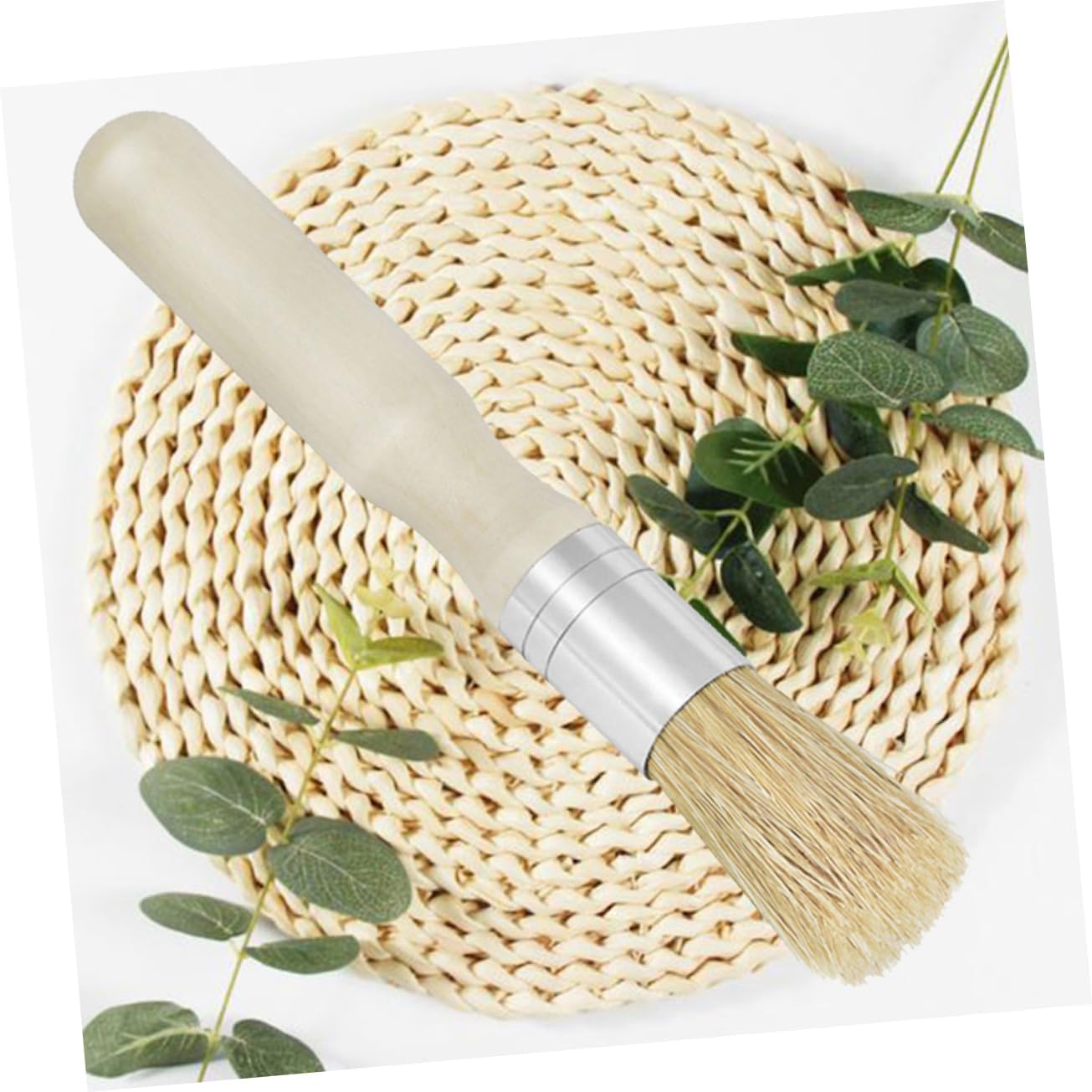 2Pcs Small Stencil Brush Round Head Wooden Handle Bristle Brushes for Oil Acrylic Painting Versatile Art Supplies for Adults for DIY Crafts and BBQ Use