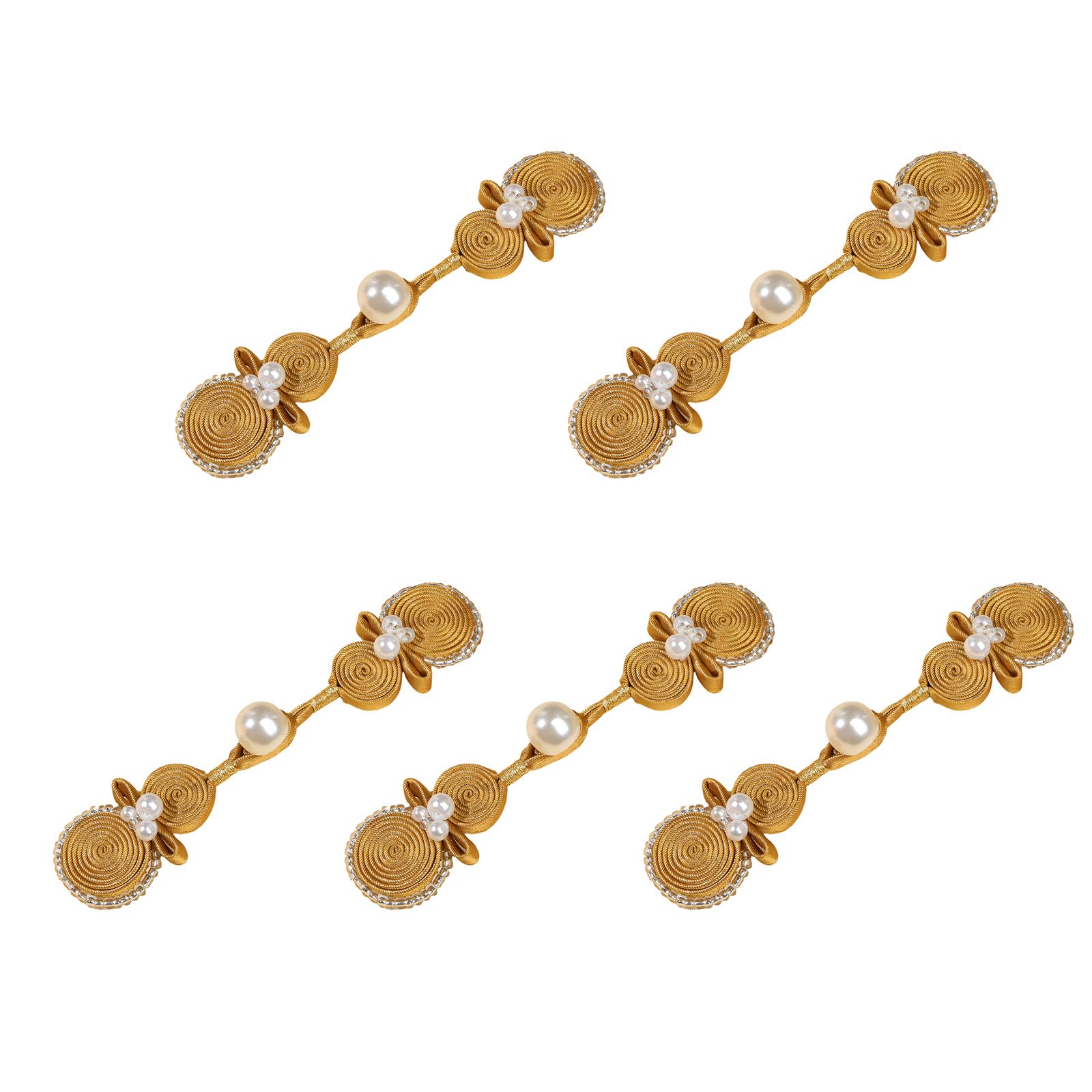 APGLSXY 5Pcs Pearls Gourd Oriental Fabric Button Closure Cheongsam Knot Button Fasteners for Cheongsam Dress Garment Making Chinese Fabric